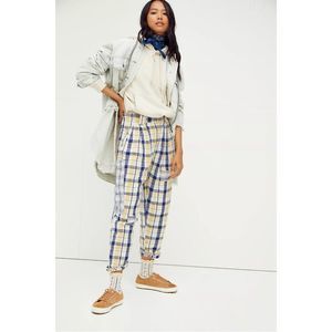 Free People sunset strip plaid pants / ivory combo